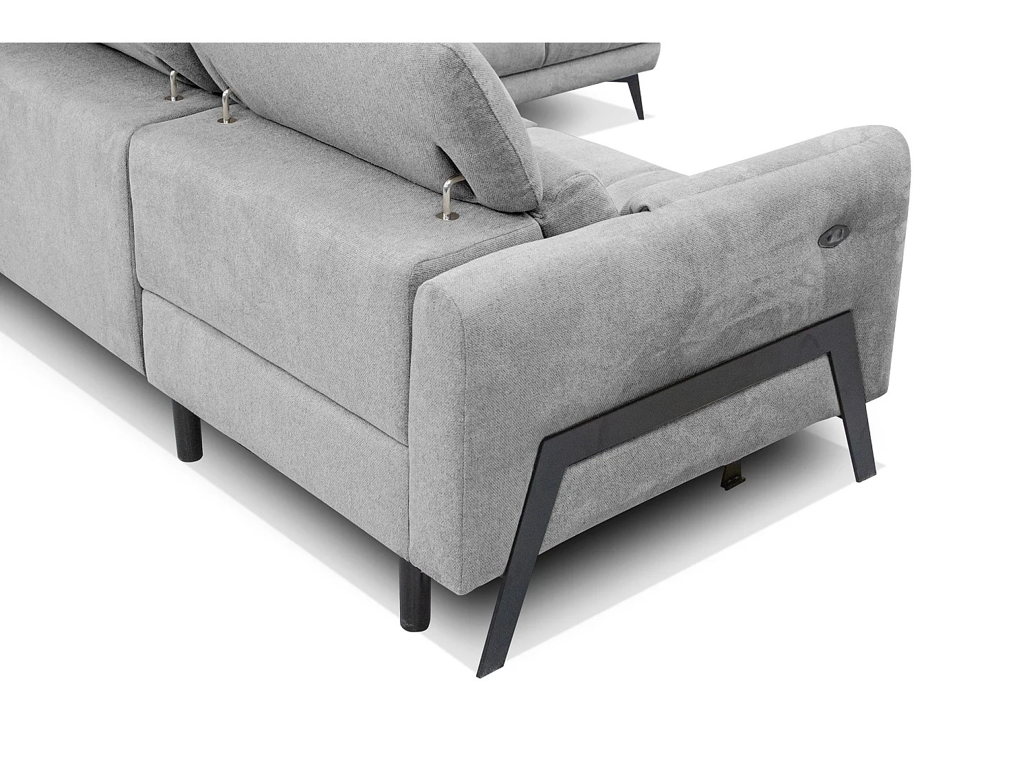 SCALA Ecksofa 5-Sitzer rechts mit 1 Relaxfunktion und verstellbare Kopfstützen, hellgrau