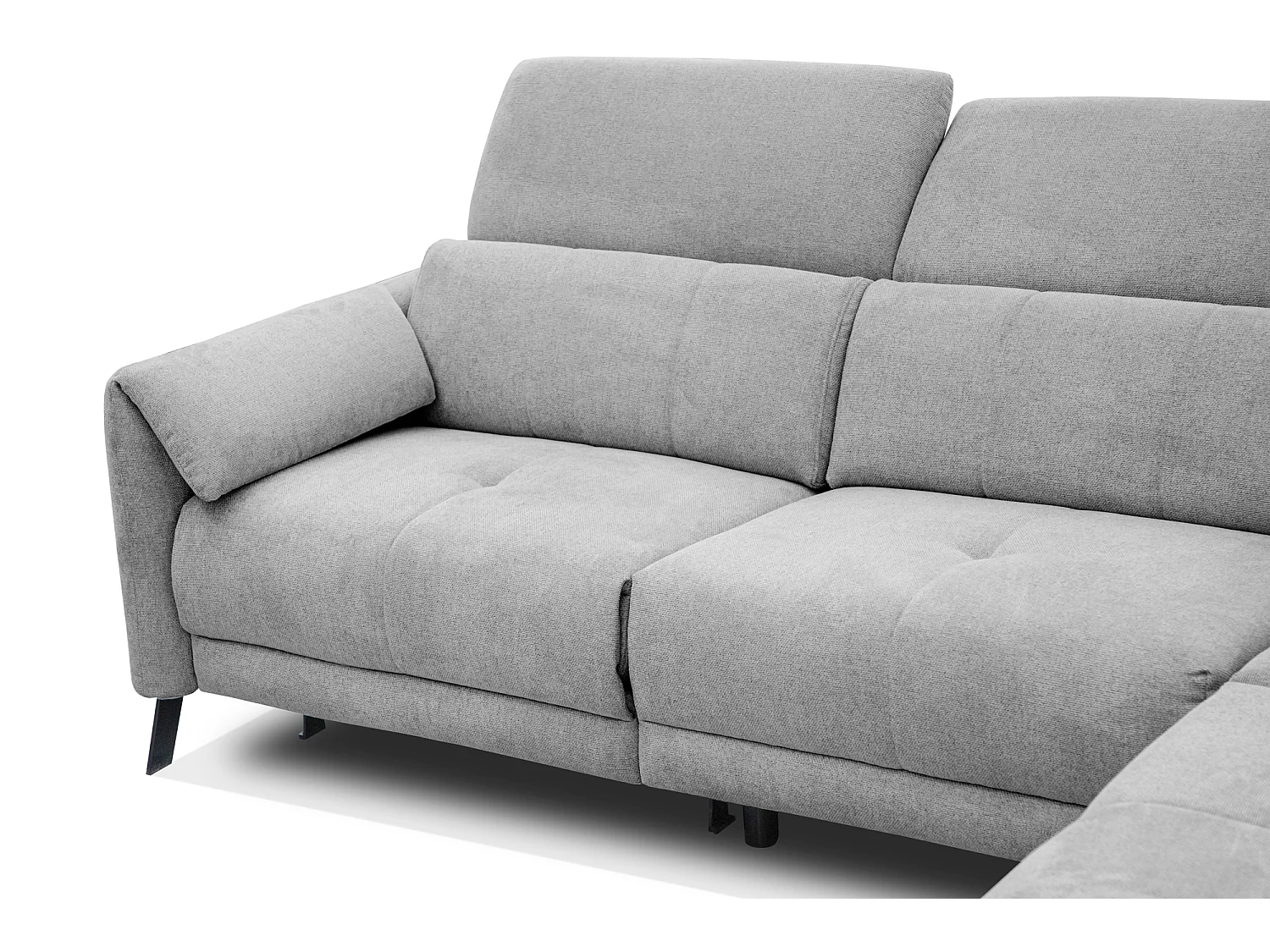 SCALA Ecksofa 5-Sitzer rechts mit 1 Relaxfunktion und verstellbare Kopfstützen, hellgrau