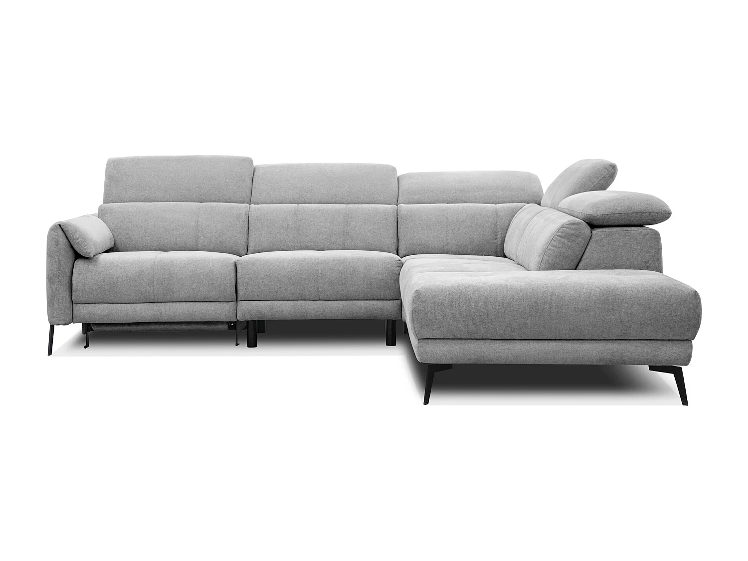 SCALA Ecksofa 5-Sitzer rechts mit 1 Relaxfunktion und verstellbare Kopfstützen, hellgrau