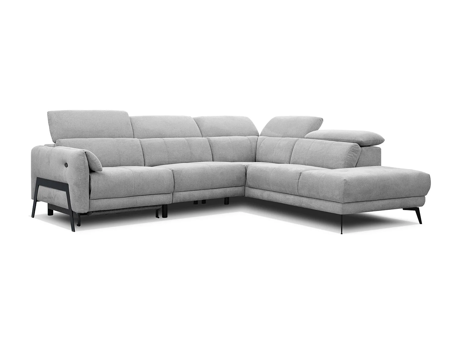SCALA Ecksofa 5-Sitzer rechts mit 1 Relaxfunktion und verstellbare Kopfstützen, hellgrau