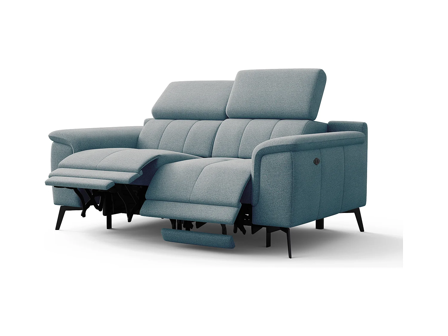 Canapé droit avec 2 relax électriques tissu menthe - FIERO