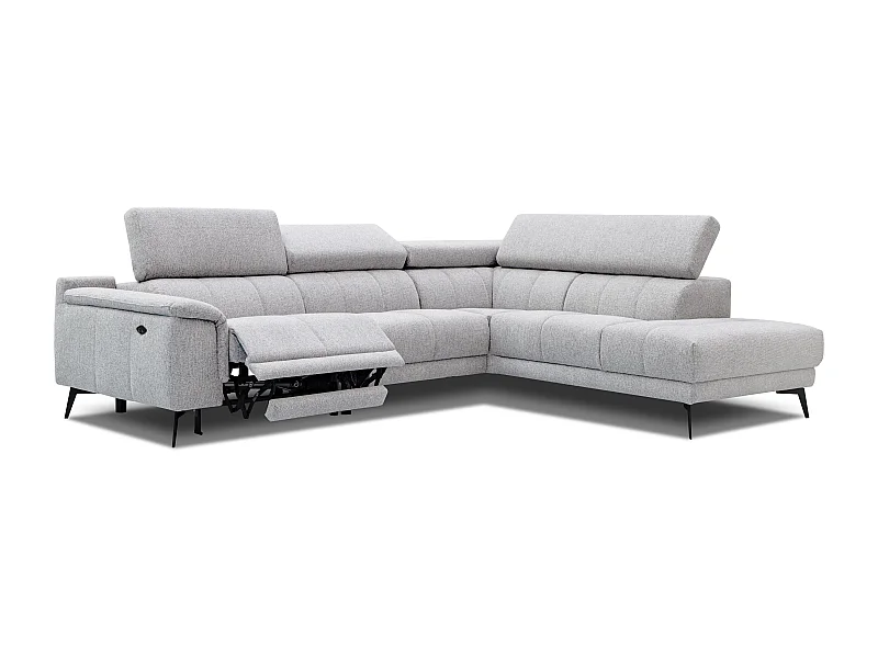 FIERO Ecksofa 5-Sitzer mit 1 Relaxfunktion und verstellbare Kopfstützen, creme