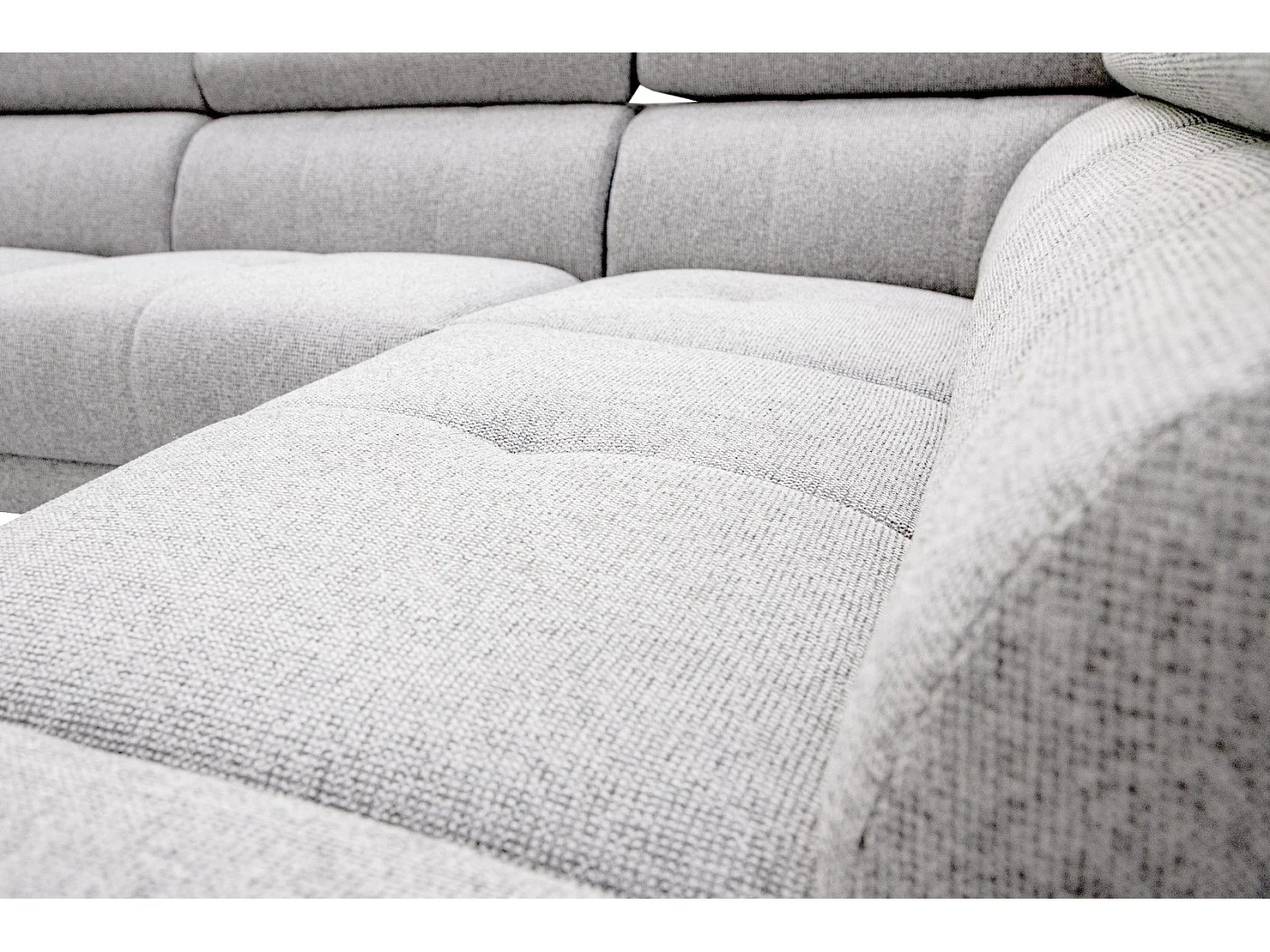 FIERO Ecksofa 5-Sitzer mit 1 Relaxfunktion und verstellbare Kopfstützen, creme