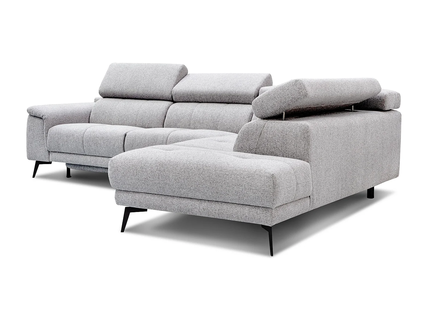 FIERO Ecksofa 5-Sitzer mit 1 Relaxfunktion und verstellbare Kopfstützen, creme