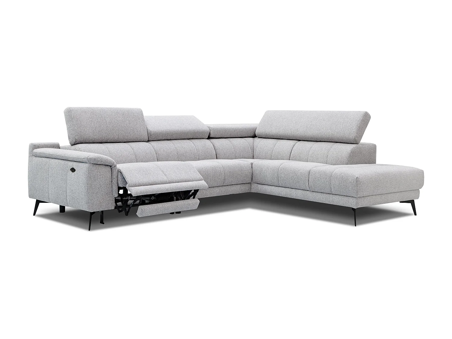 FIERO Ecksofa 5-Sitzer mit 1 Relaxfunktion und verstellbare Kopfstützen, creme