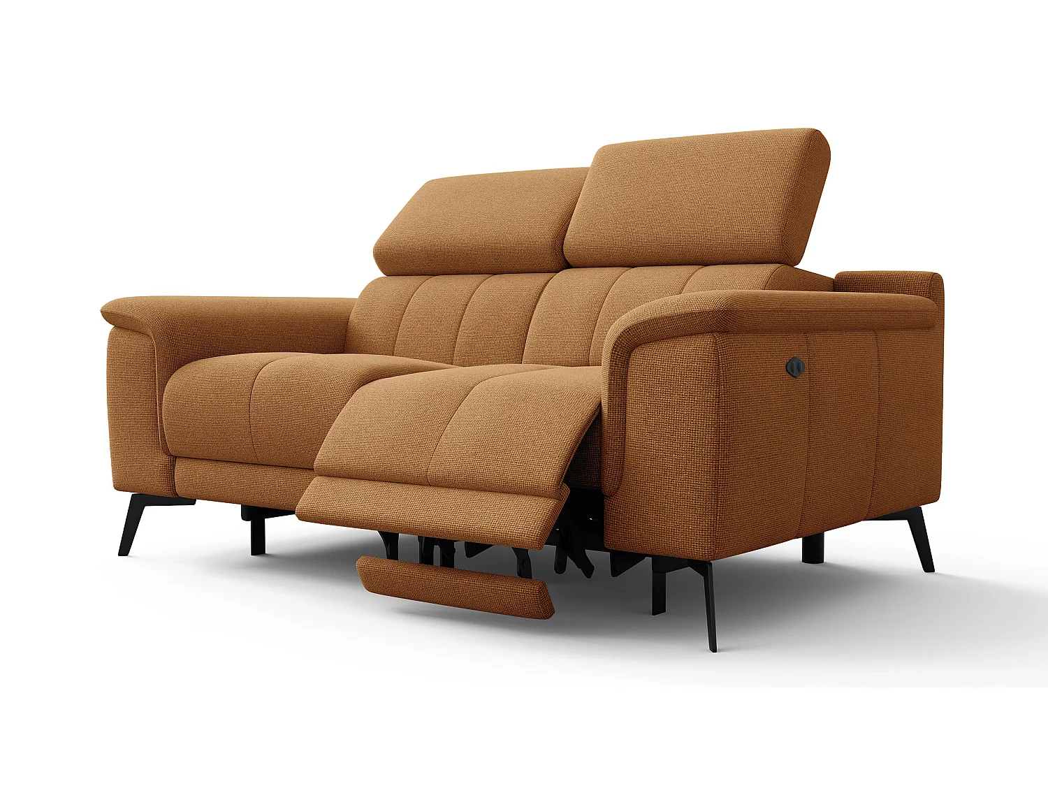 FIERO Sofa 2-Sitzer mit 2 Relaxfunktionen und verstellbare Kopfstützen, orange