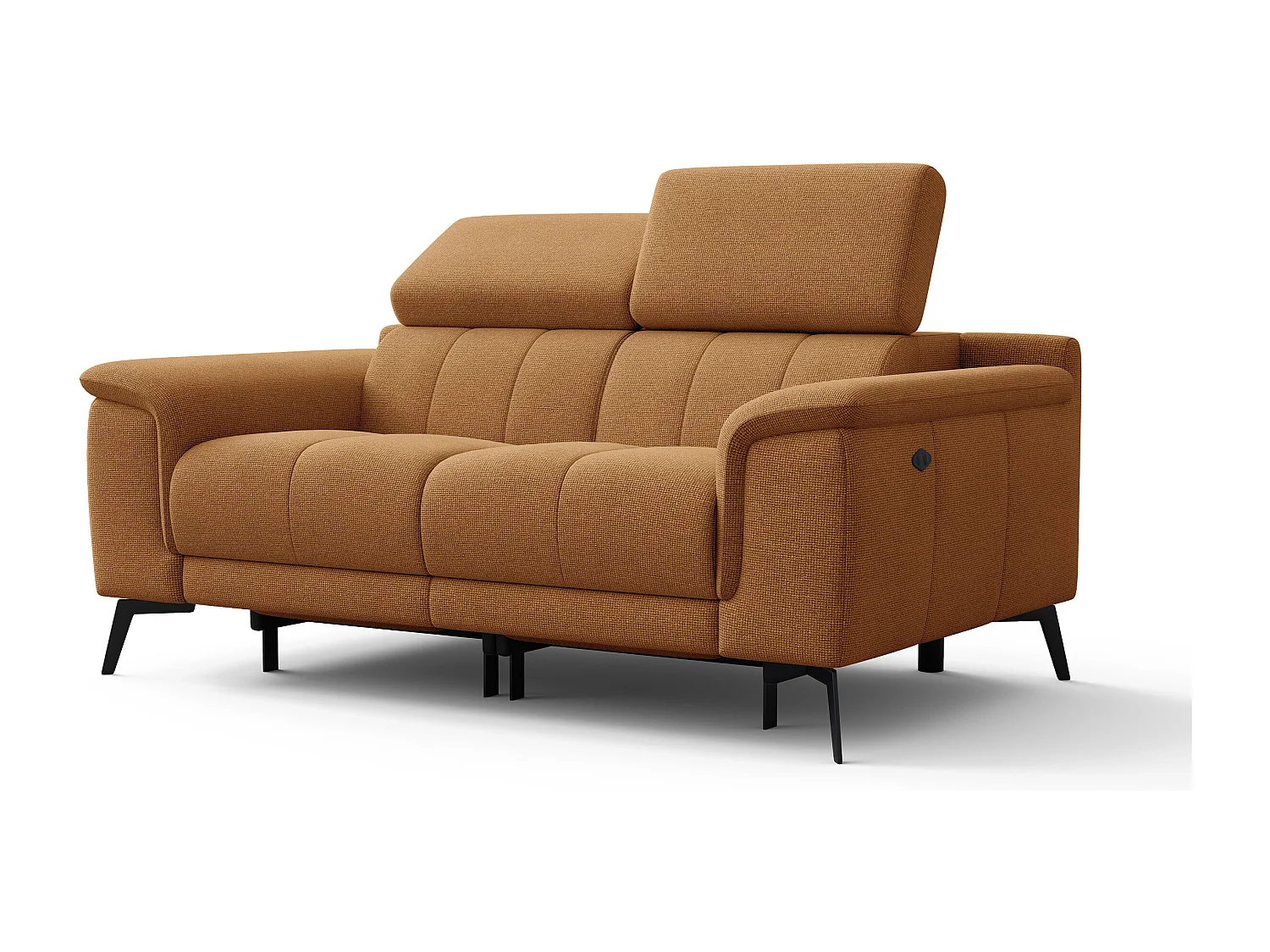 Canapé droit avec 2 relax électriques tissu orange - FIERO