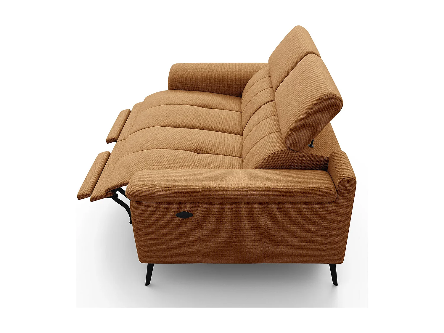 Canapé droit avec 2 relax électriques tissu orange - FIERO