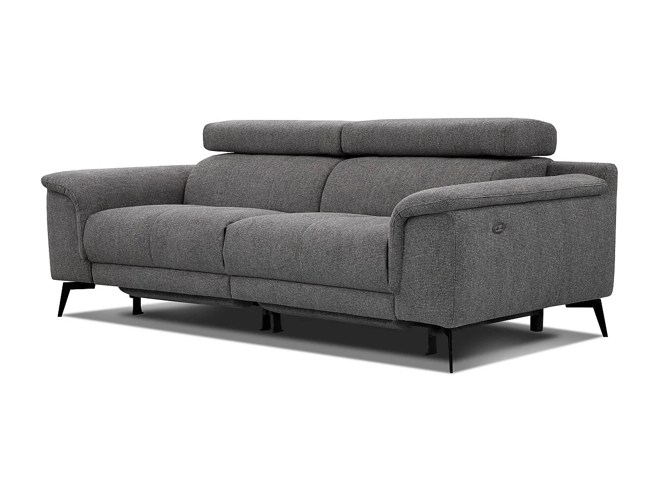 FIERO Sofa 3-Sitzer mit 2 Relaxfunktionen und verstellbare Kopfstützen, dunkelgrau