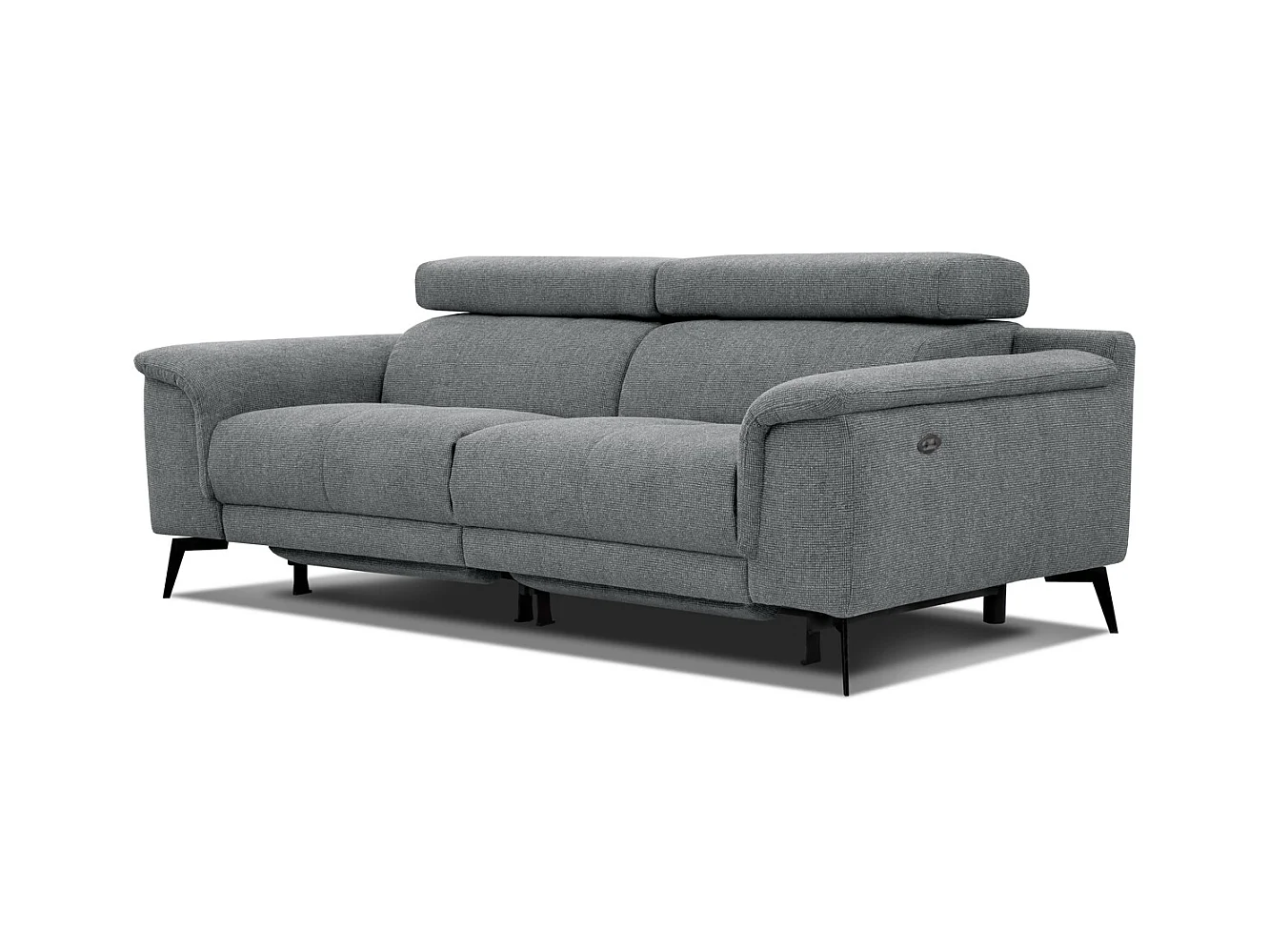 Canapé droit 3 places avec 2 relax électriques tissu gris - FIERO