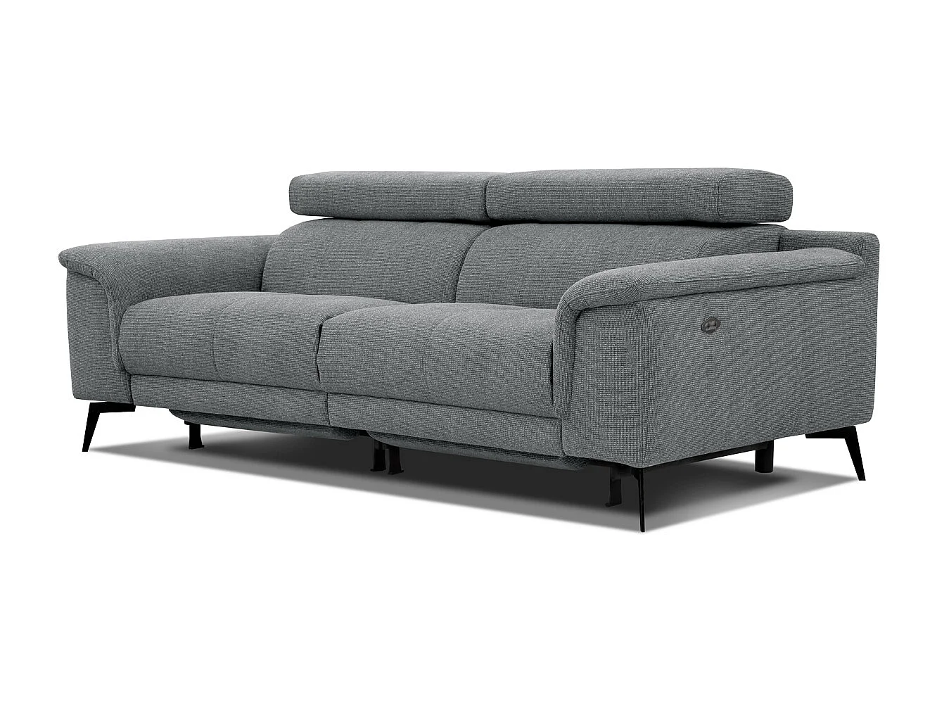 FIERO Sofa 3-Sitzer mit 2 Relaxfunktionen und verstellbare Kopfstützen, grau