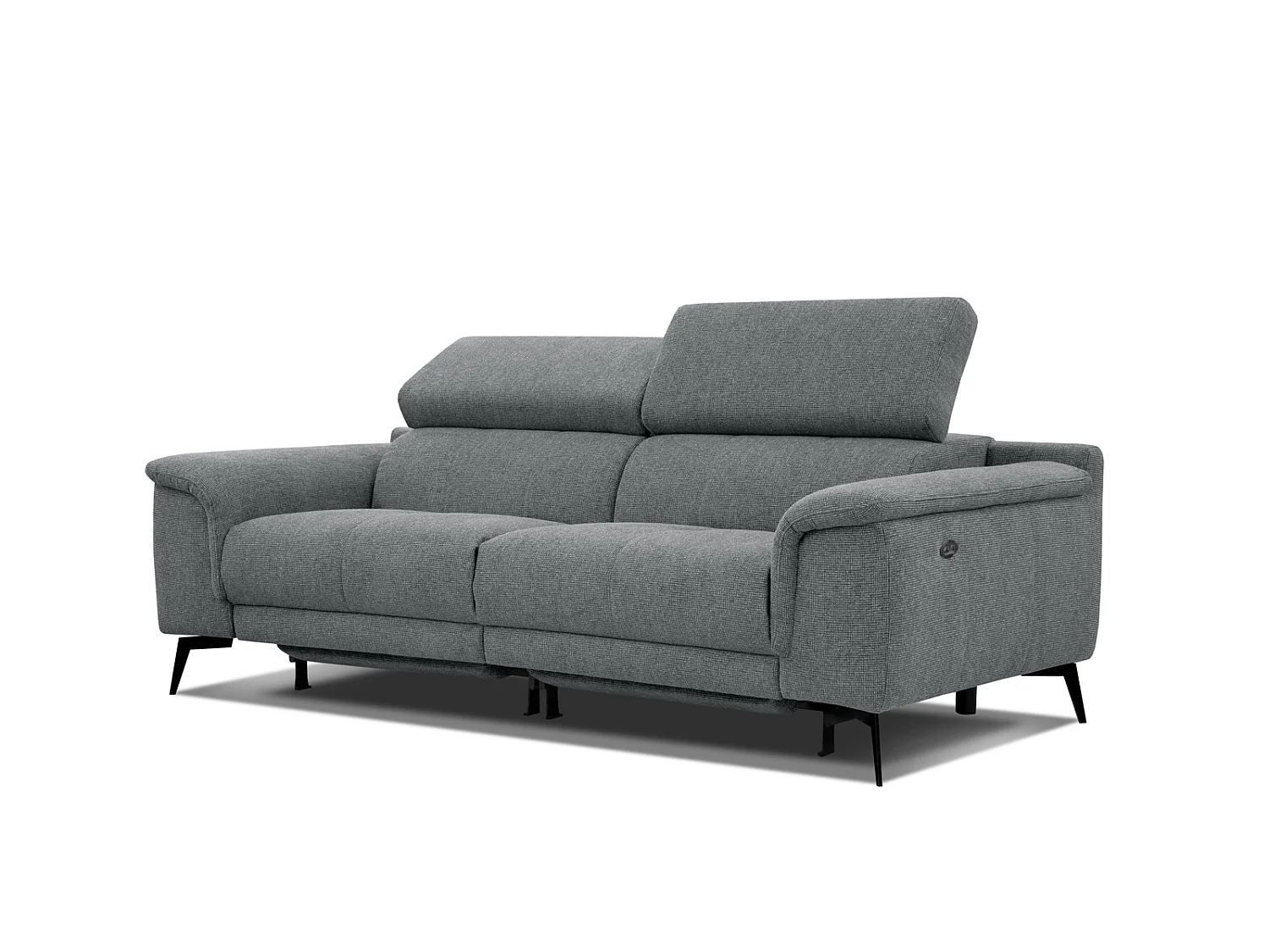 FIERO Sofa 3-Sitzer mit 2 Relaxfunktionen und verstellbare Kopfstützen, grau