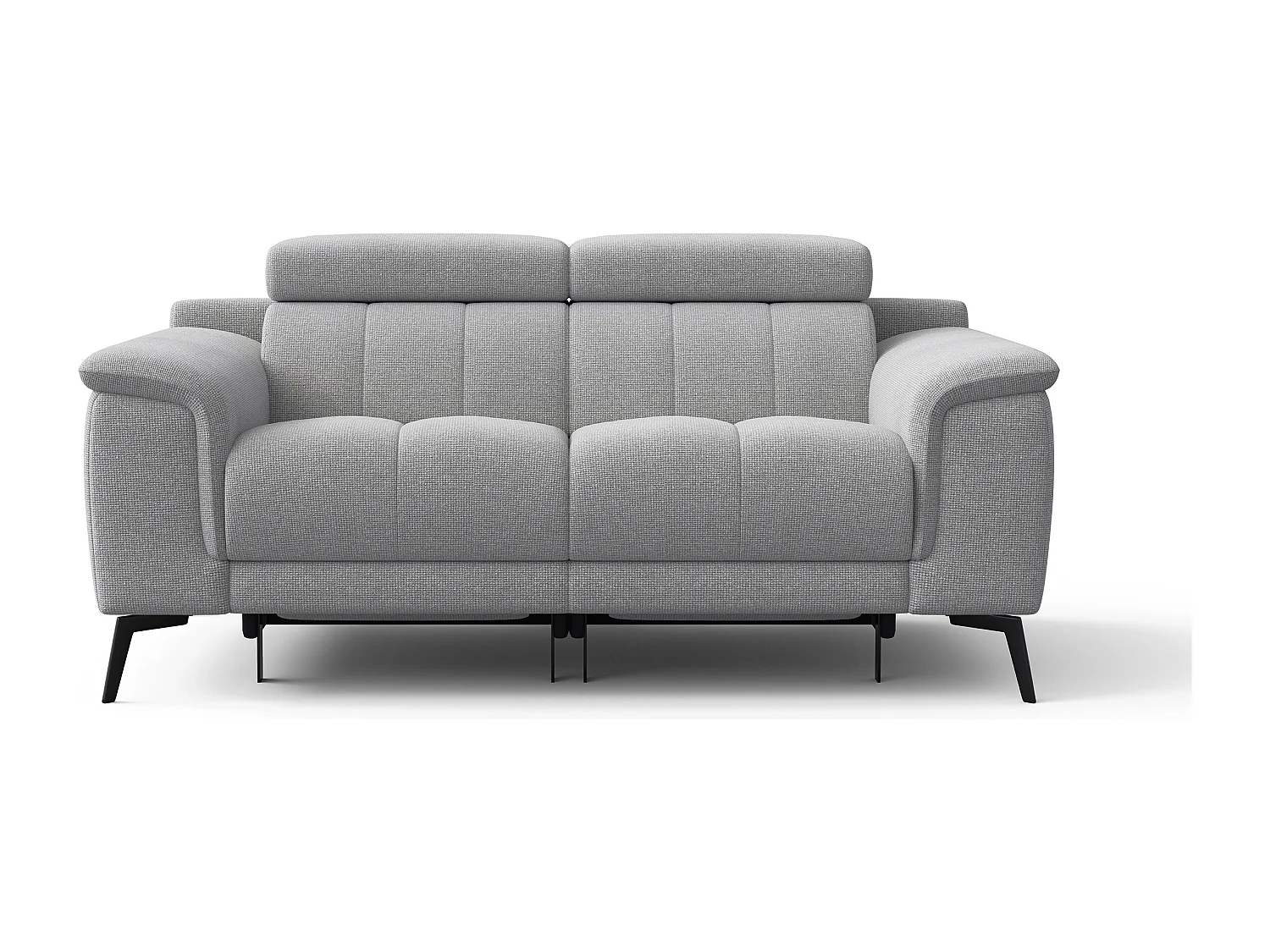 FIERO Sofa 2-Sitzer mit 2 Relaxfunktionen und verstellbare Kopfstützen, silbergrau
