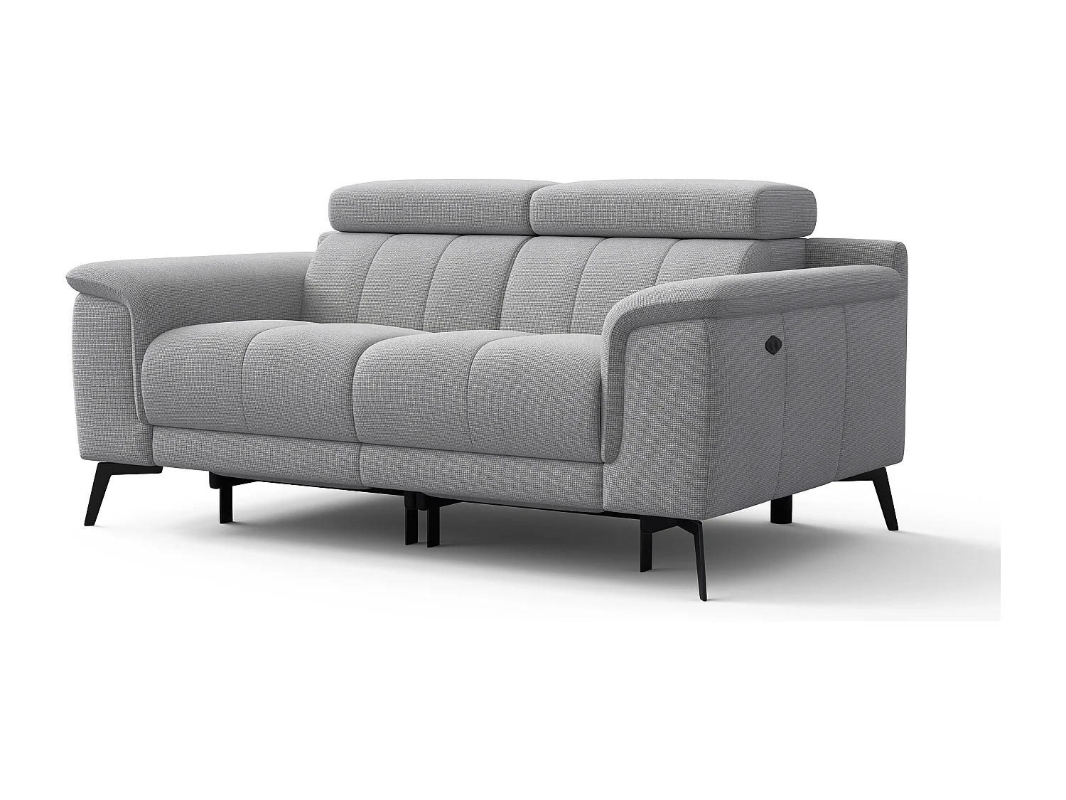 FIERO Sofa 2-Sitzer mit 2 Relaxfunktionen und verstellbare Kopfstützen, silbergrau