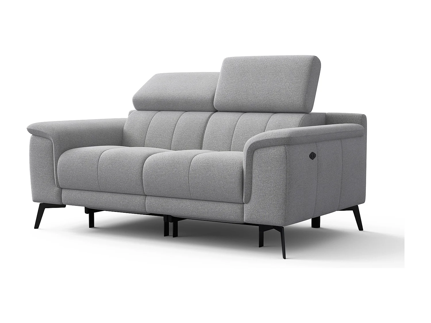 FIERO Sofa 2-Sitzer mit 2 Relaxfunktionen und verstellbare Kopfstützen, silbergrau