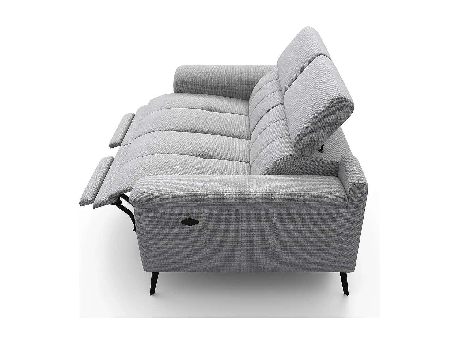 Canapé droit avec 2 relax électriques tissu gris platine - FIERO