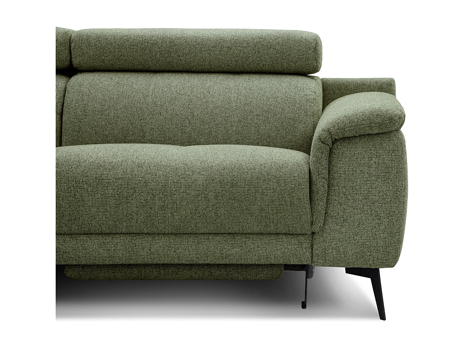 Canapé d'angle 5 places avec un relax électrique tissu vert olive - FIERO