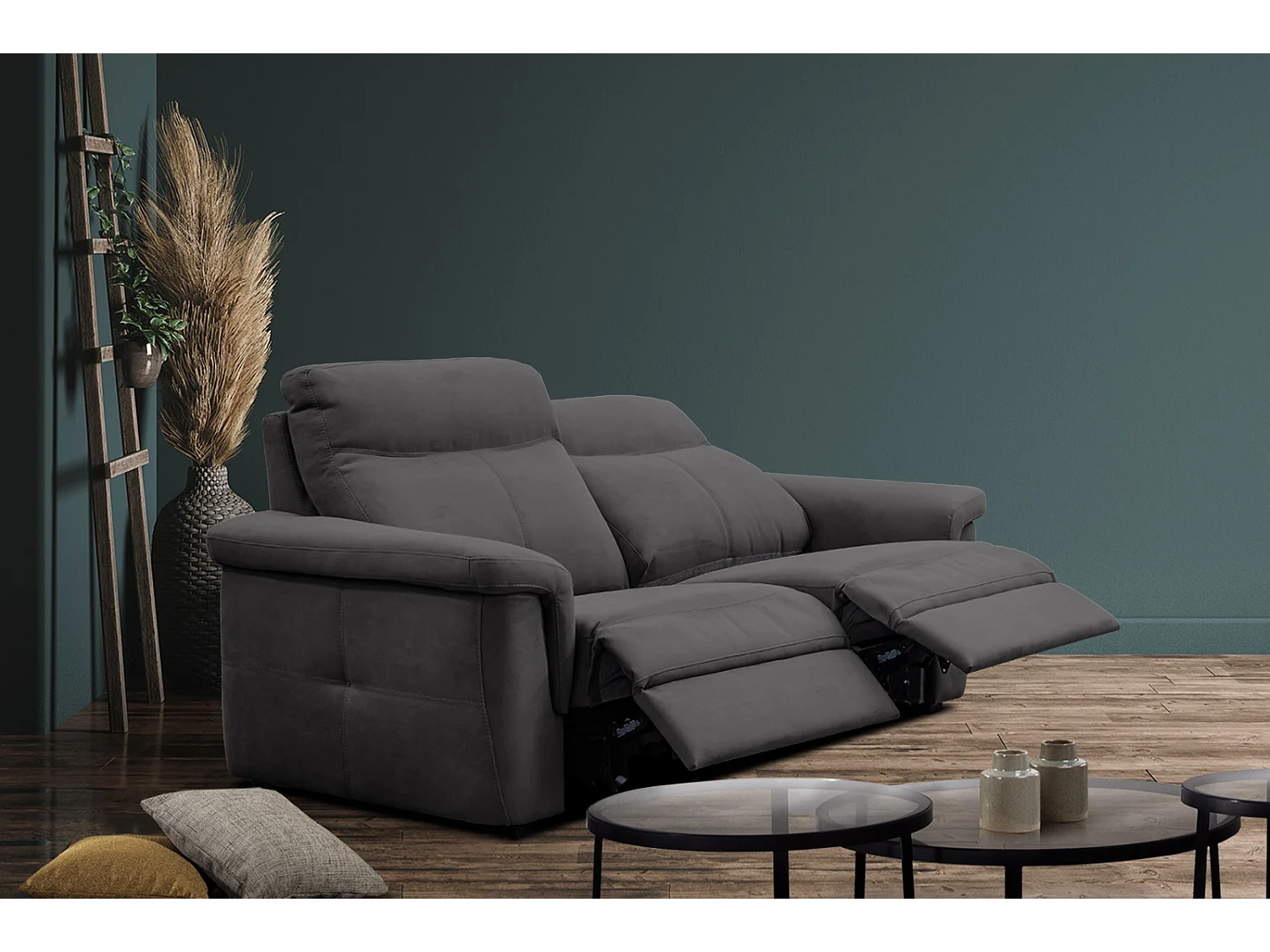 JONES Sofa 2-Sitzer mit 2 Relaxfunktionen, anthrazit