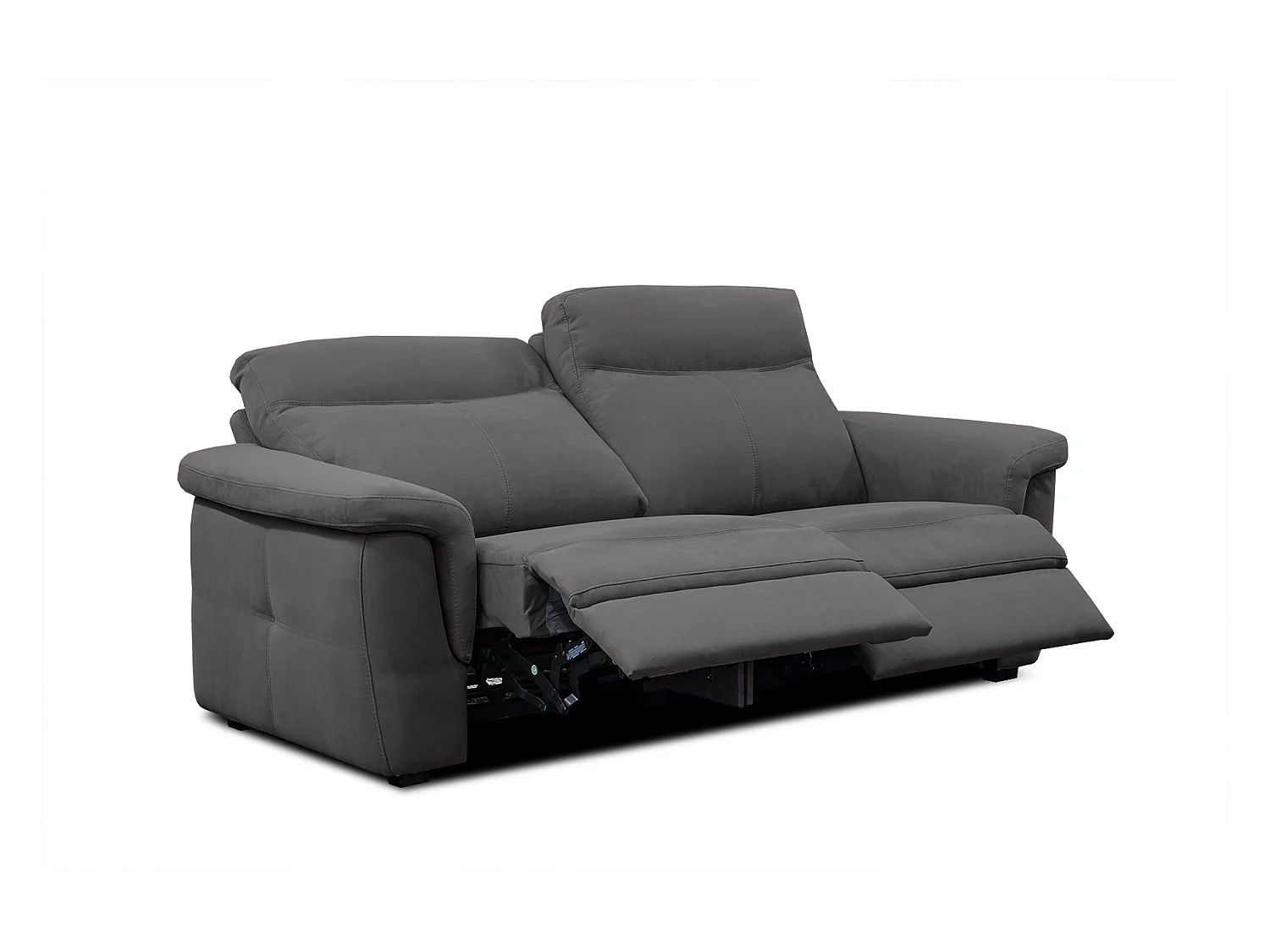 Canapé droit 3 places tissu gris noir avec relax électrique - JONES