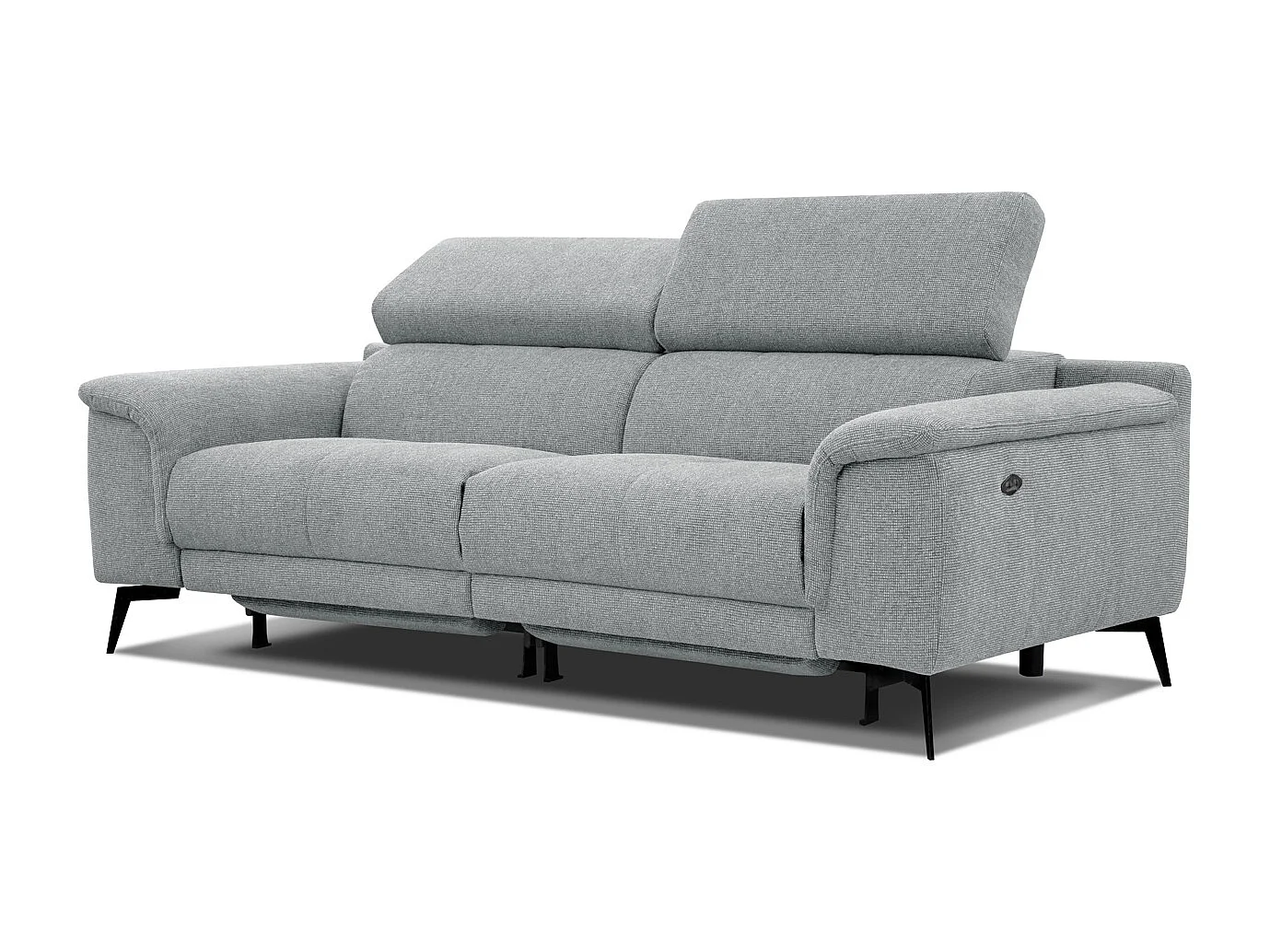 FIERO Sofa 3-Sitzer mit 2 Relaxfunktionen und verstellbare Kopfstützen, silbergrau