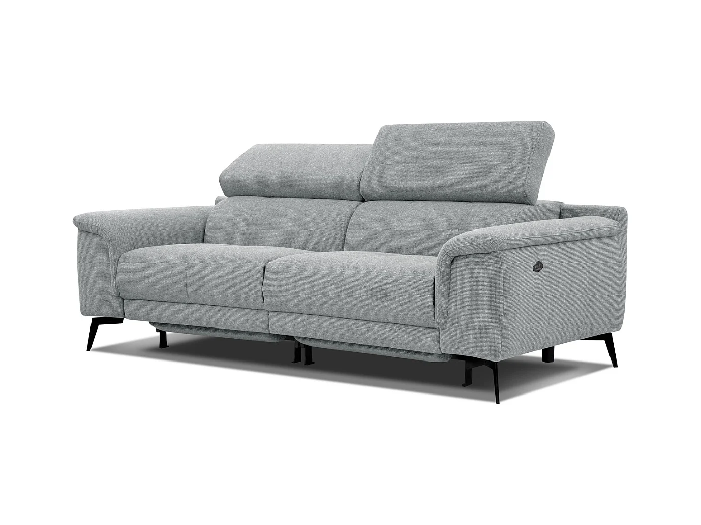 Canapé droit 3 places avec 2 relax électriques tissu argenté  - FIERO