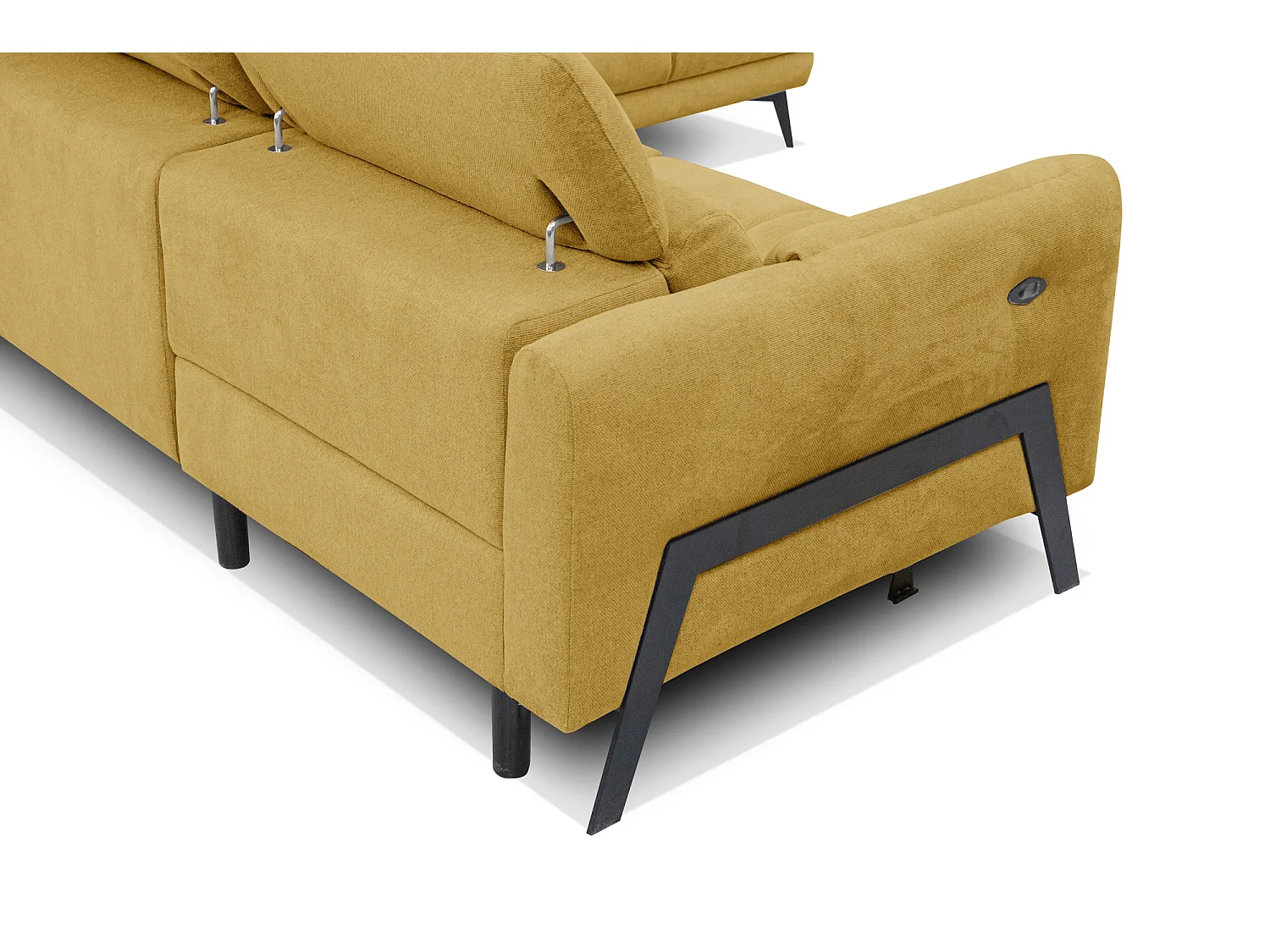 Canapé d'angle 5 places avec un relax électrique tissu jaune - SCALA