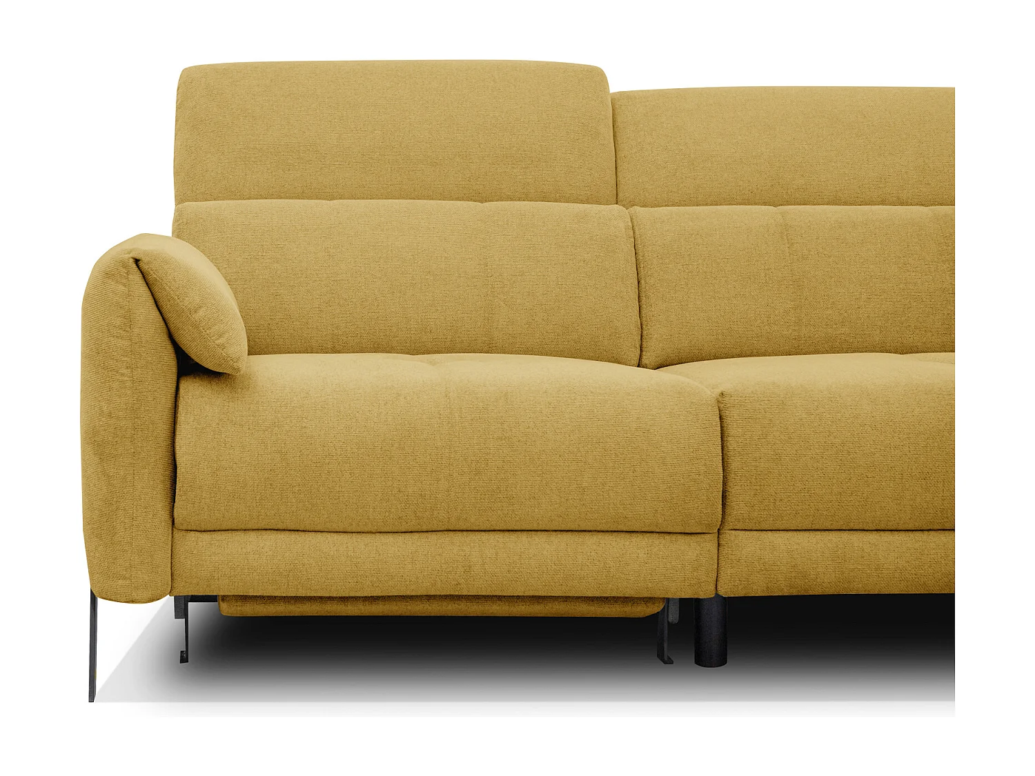 Canapé d'angle 5 places avec un relax électrique tissu jaune - SCALA