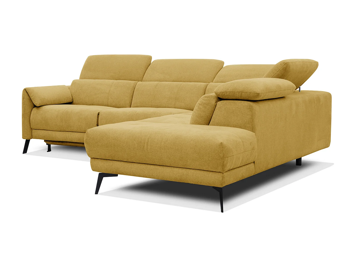 Canapé d'angle 5 places avec un relax électrique tissu jaune - SCALA