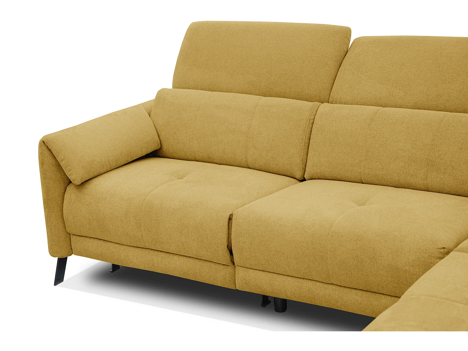 Canapé d'angle 5 places avec un relax électrique tissu jaune - SCALA