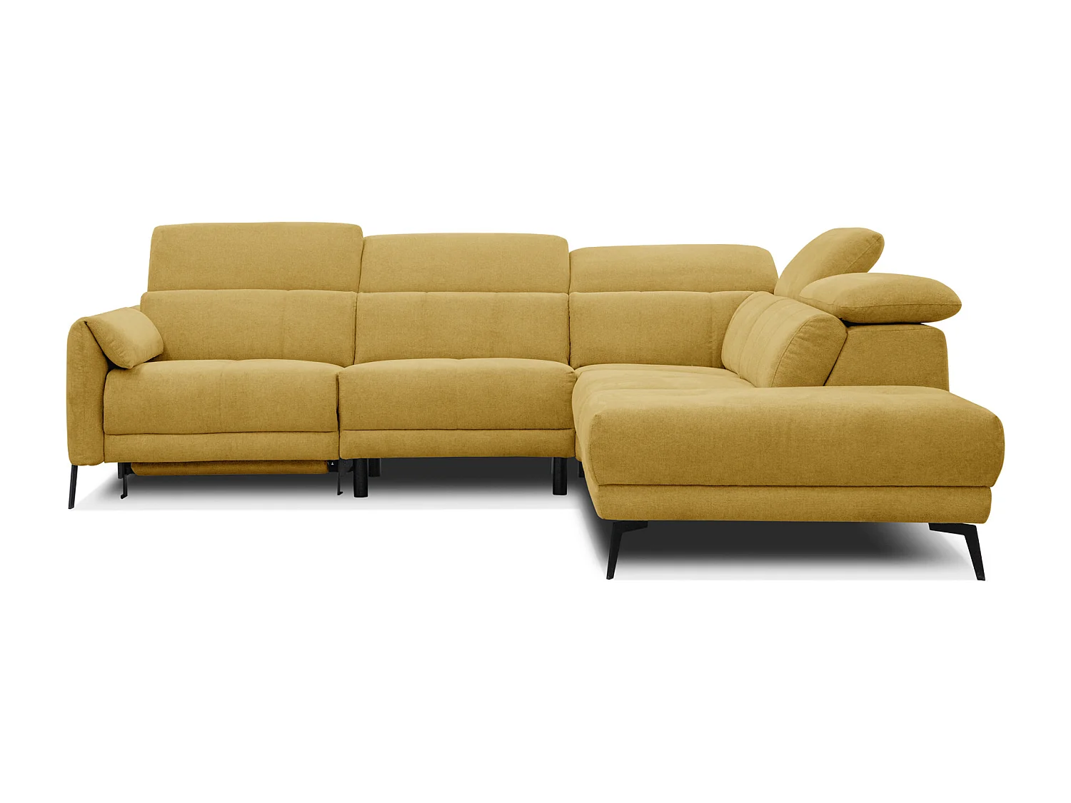 Canapé d'angle 5 places avec un relax électrique tissu jaune - SCALA