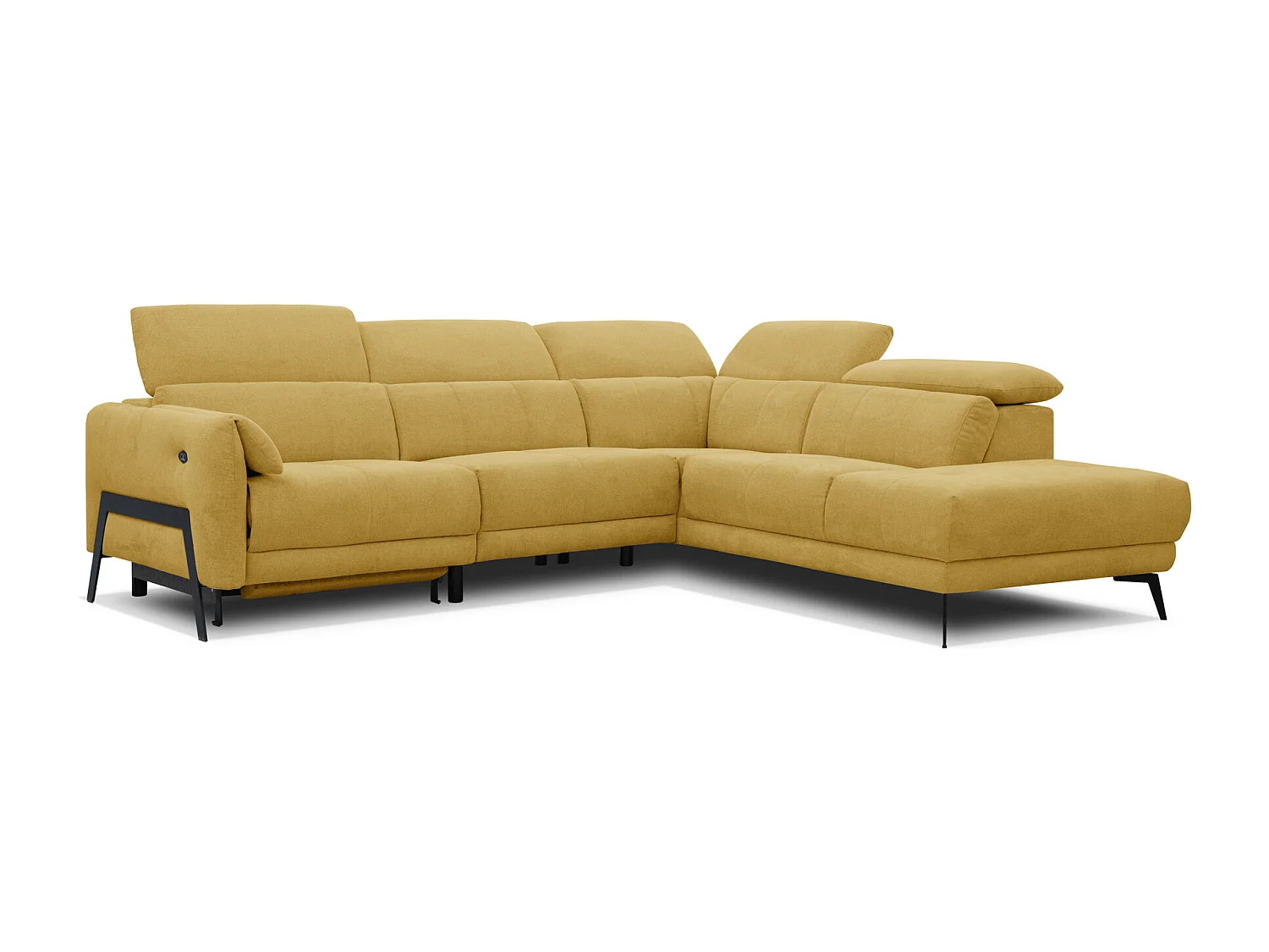 Canapé d'angle 5 places avec un relax électrique tissu jaune - SCALA