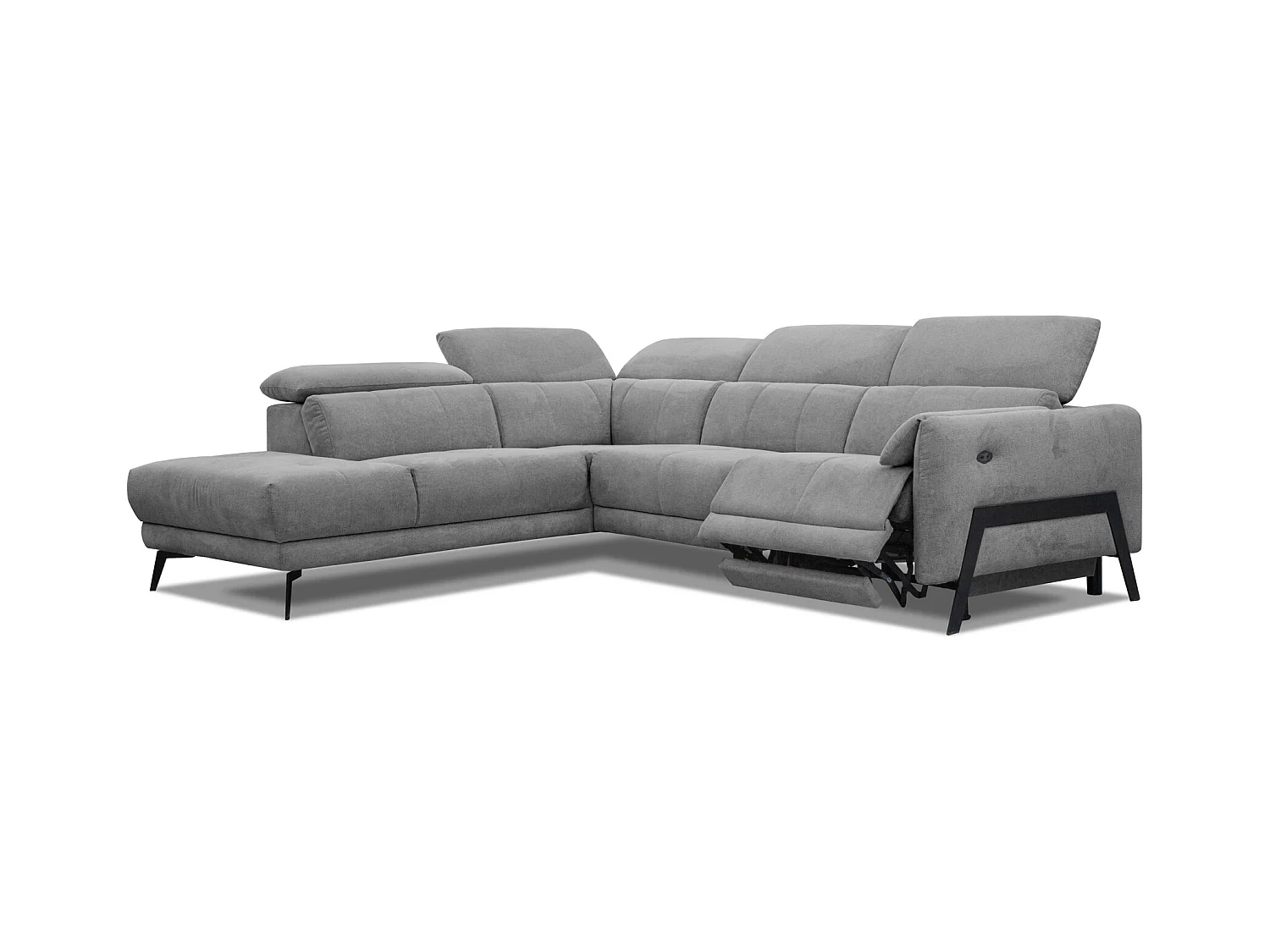 SCALA Ecksofa 5-Sitzer links mit 1 Relaxfunktion und verstellbare Kopfstützen, grau