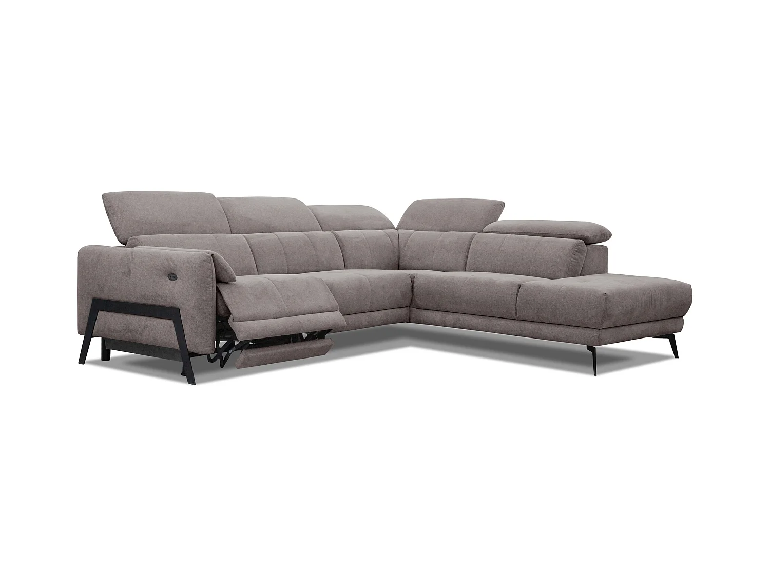 SCALA Ecksofa 5-Sitzer rechts mit 1 Relaxfunktion und verstellbare Kopfstützen, braun