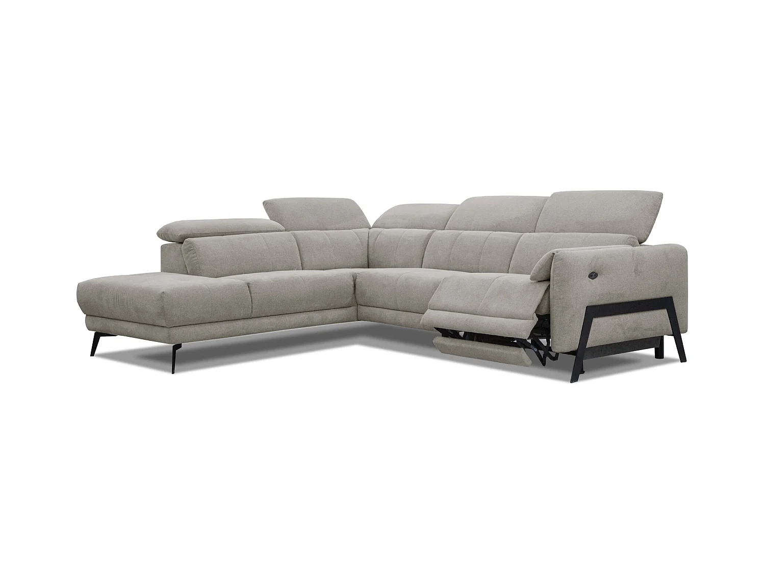 SCALA Ecksofa 5-Sitzer links mit 1 Relaxfunktion und verstellbare Kopfstützen, taupe