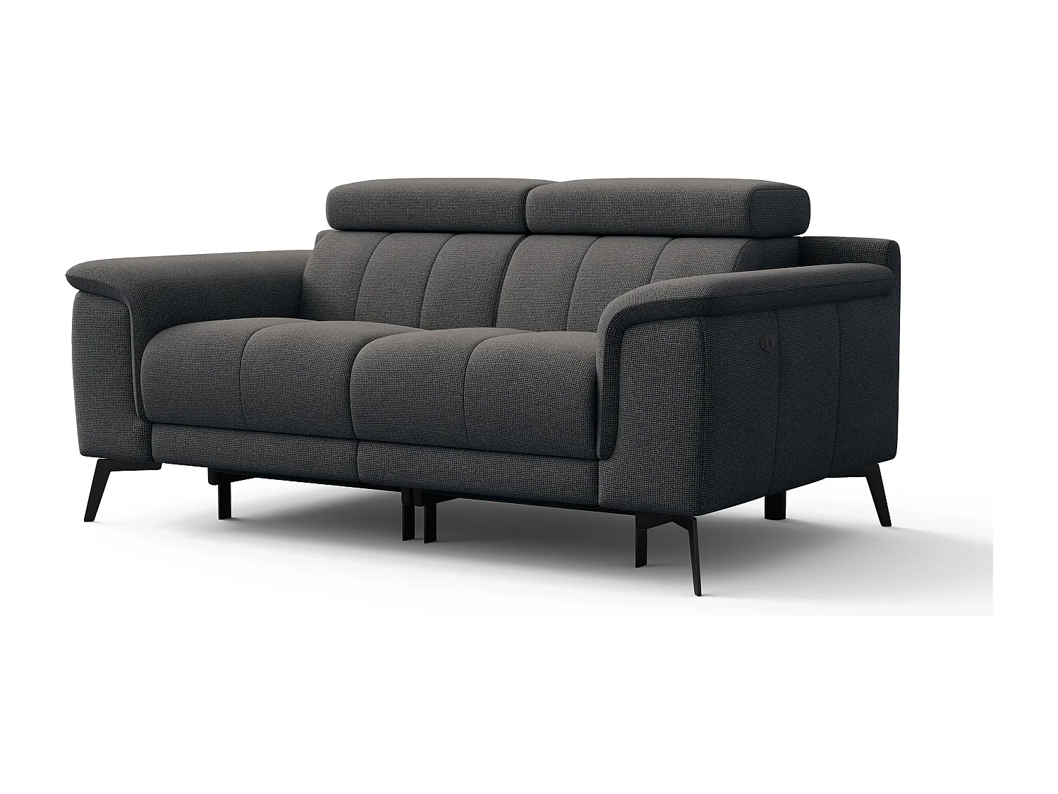 FIERO Sofa 2-Sitzer mit 2 Relaxfunktionen und verstellbare Kopfstützen, dunkelgrau
