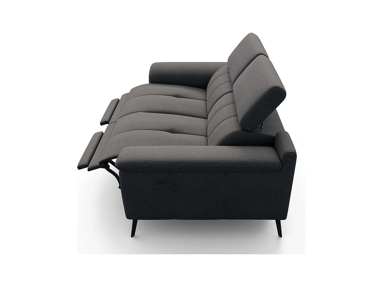 Canapé droit avec 2 relax électriques tissu gris foncé - FIERO