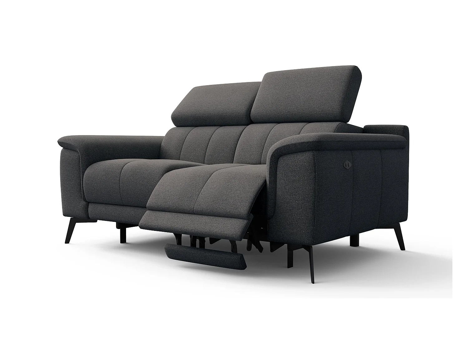 Canapé droit avec 2 relax électriques tissu gris foncé - FIERO