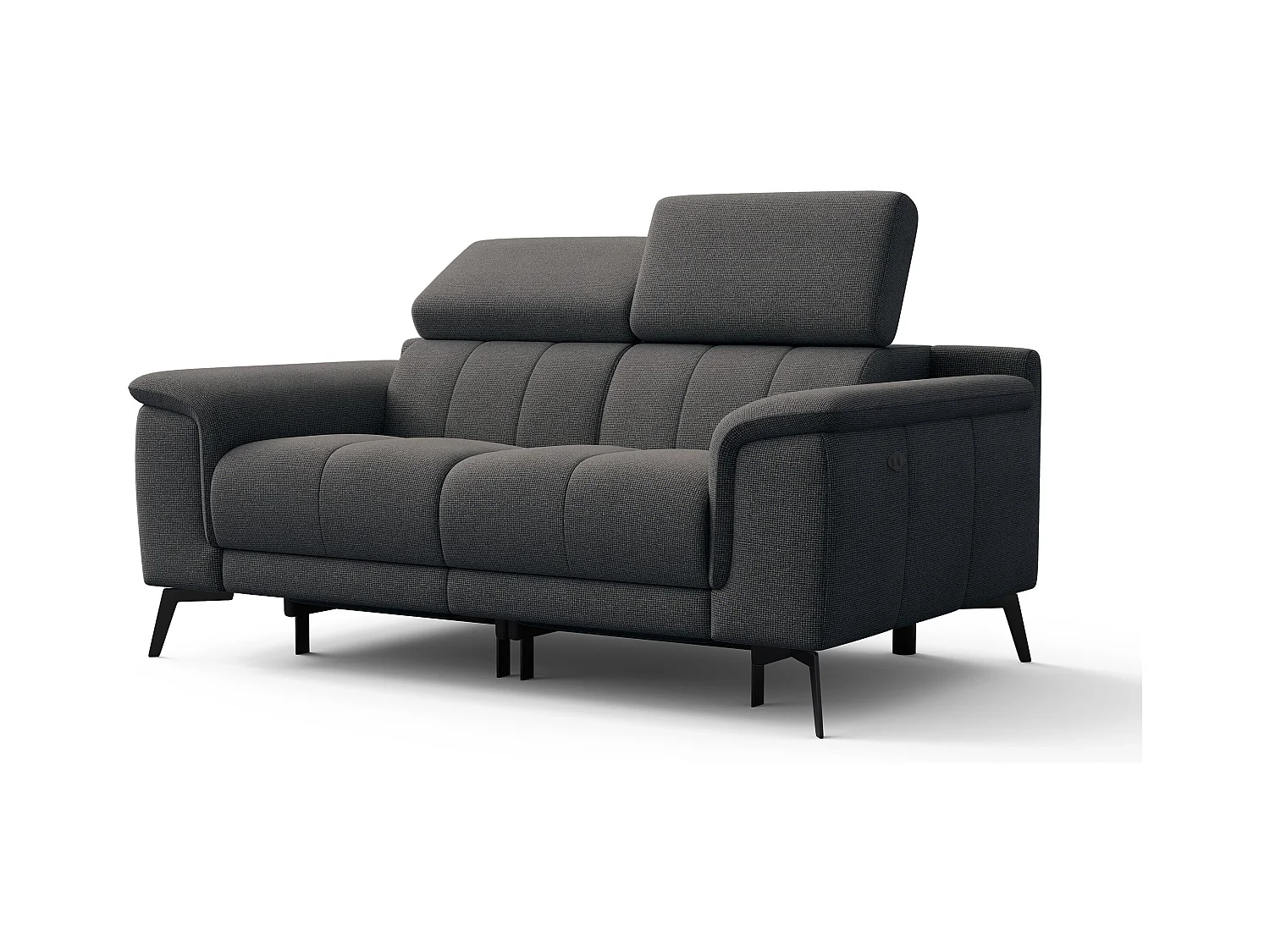 Canapé droit avec 2 relax électriques tissu gris foncé - FIERO