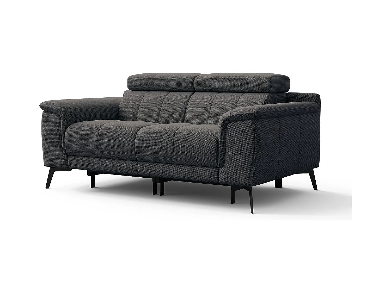 Canapé droit avec 2 relax électriques tissu gris foncé - FIERO