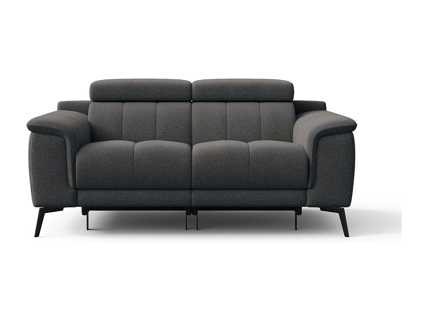 Canapé droit avec 2 relax électriques tissu gris foncé - FIERO
