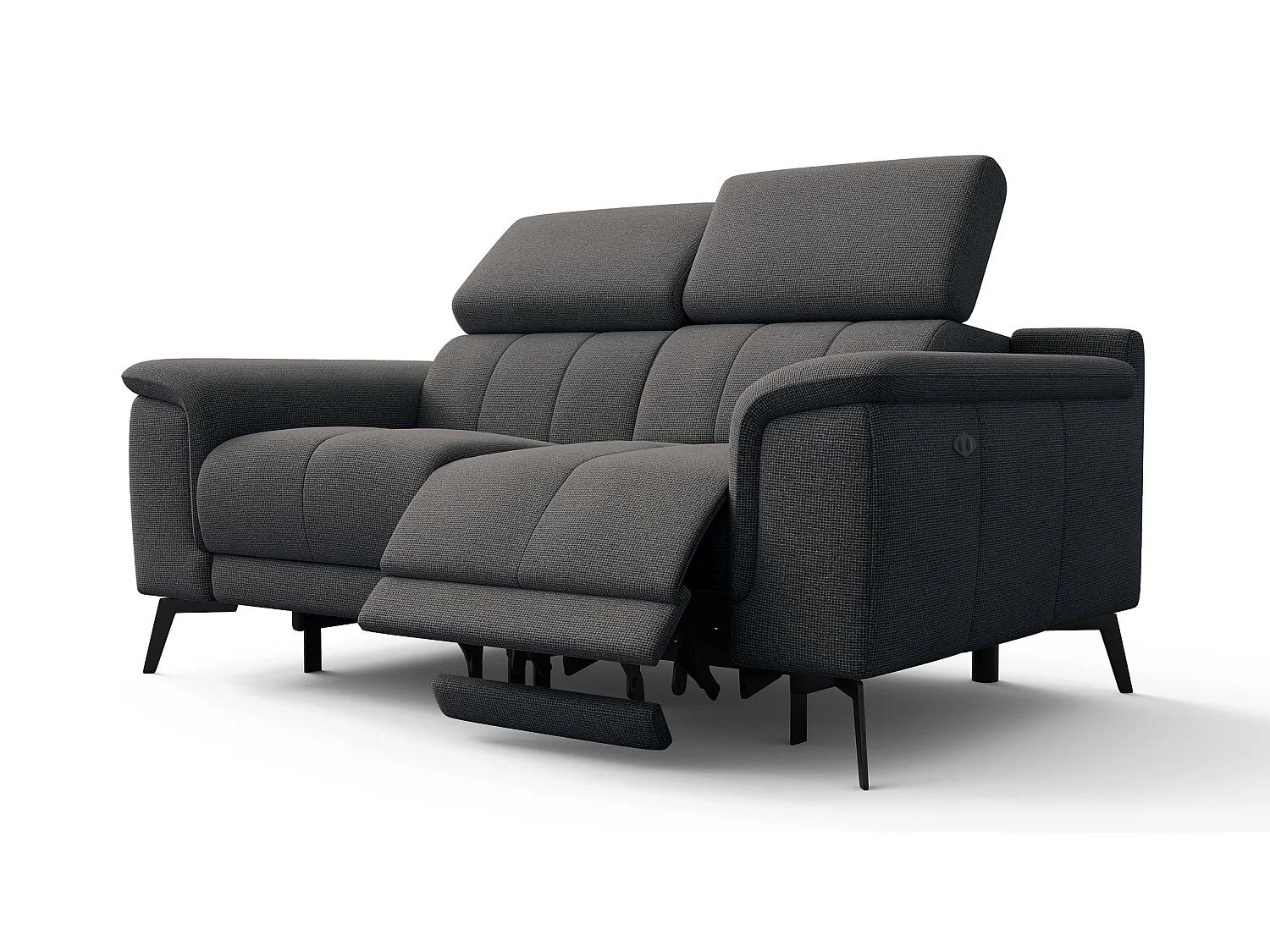 Canapé droit avec 2 relax électriques tissu gris foncé - FIERO