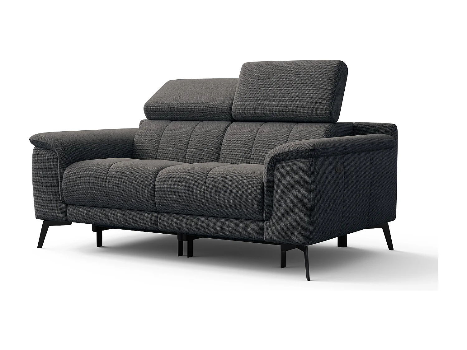 FIERO Sofa 2-Sitzer mit 2 Relaxfunktionen und verstellbare Kopfstützen, dunkelgrau
