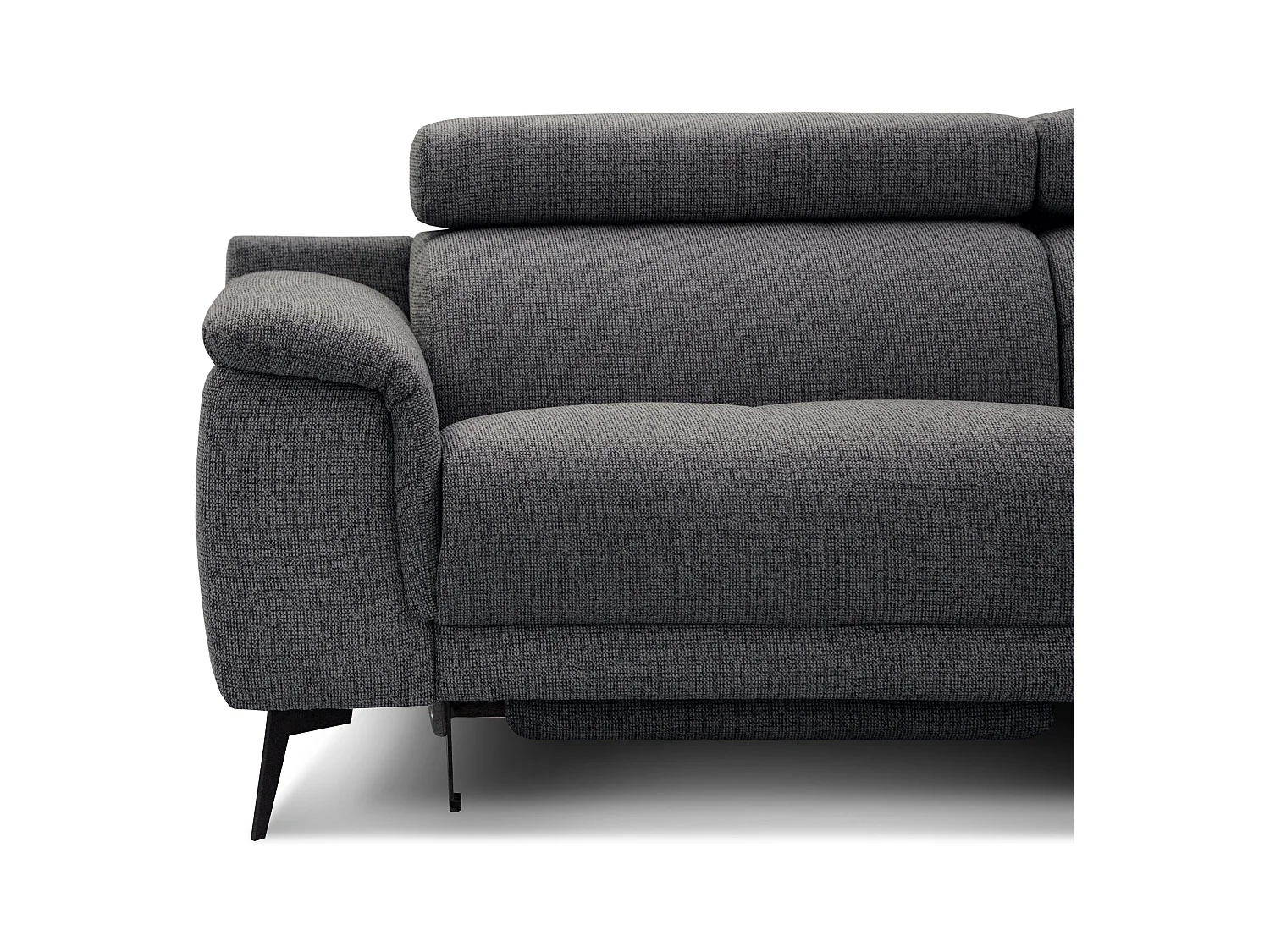 FIERO Ecksofa 5-Sitzer rechts mit 1 Relaxfunktion und verstellbare Kopfstützen, dunkelgrau