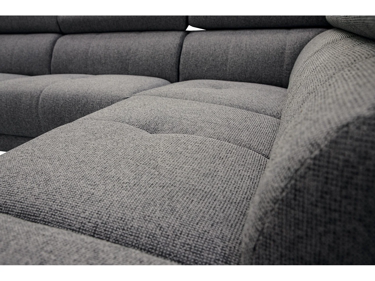 FIERO Ecksofa 5-Sitzer rechts mit 1 Relaxfunktion und verstellbare Kopfstützen, dunkelgrau