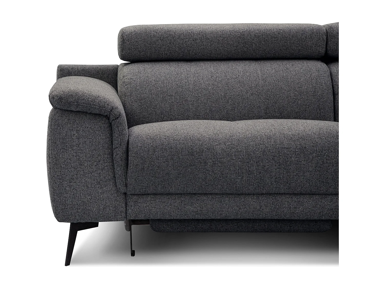 FIERO Ecksofa 5-Sitzer rechts mit 1 Relaxfunktion und verstellbare Kopfstützen, dunkelgrau