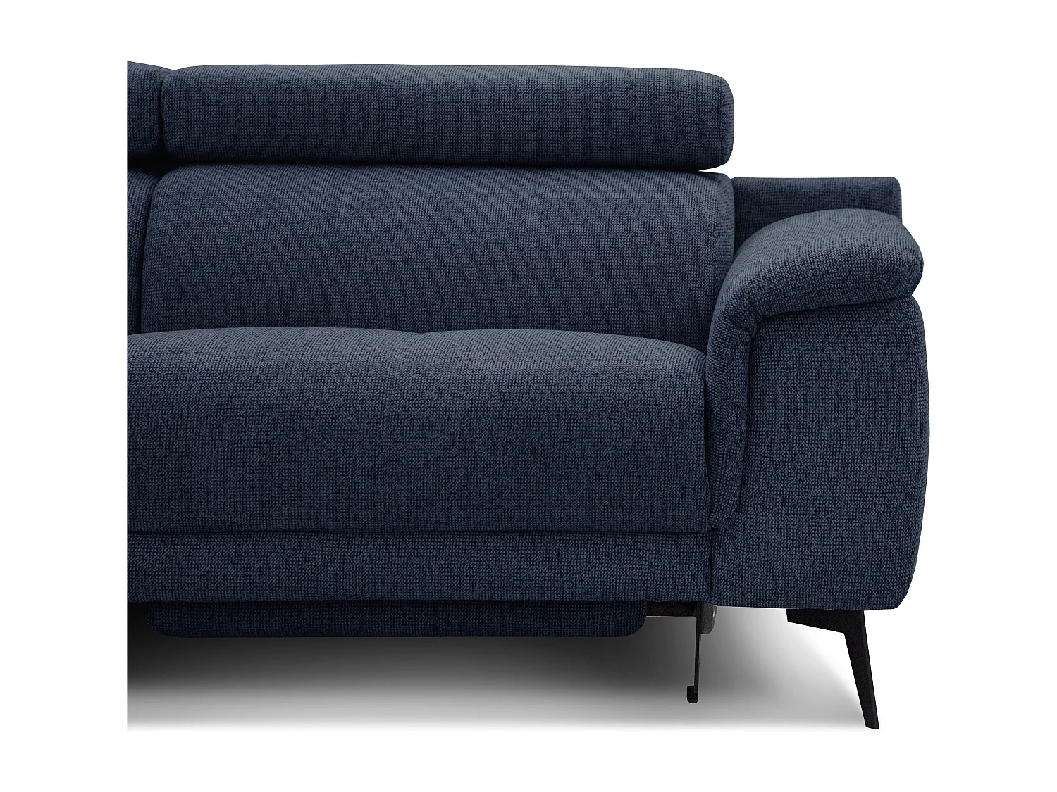 FIERO Ecksofa 5-Sitzer links mit 1 Relaxfunktion und verstellbare Kopfstützen, marineblau