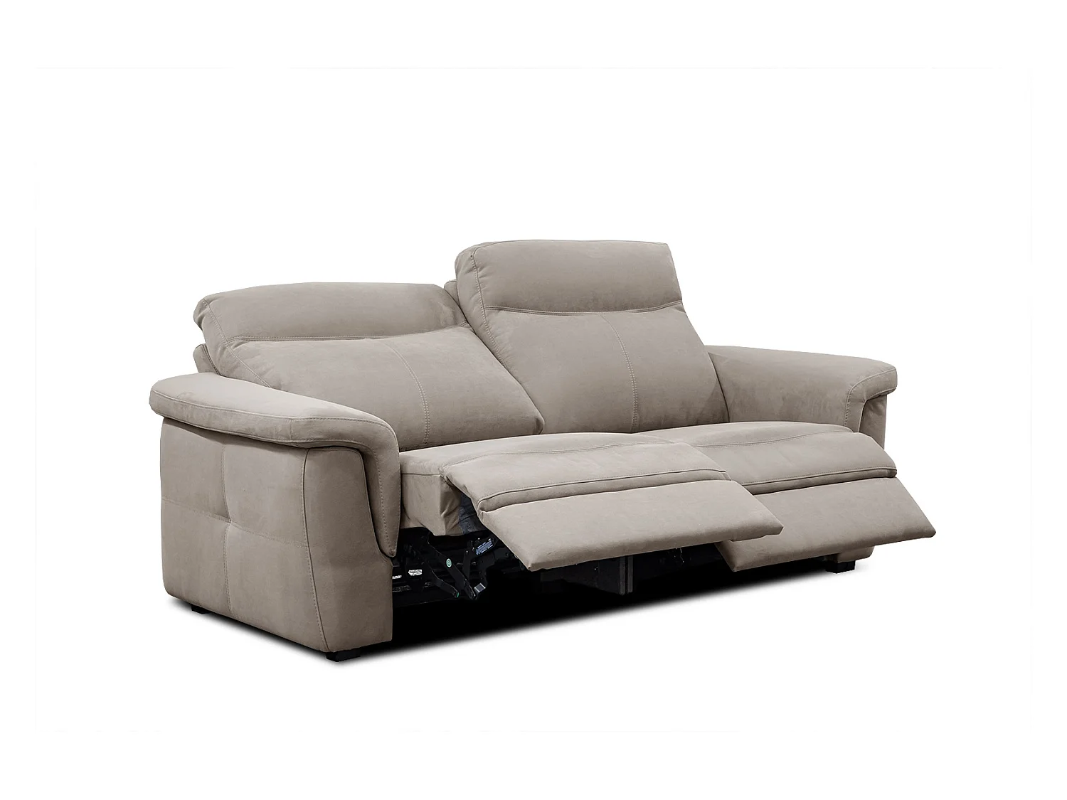 Canapé droit 3 places tissu taupe avec relax électrique - JONES