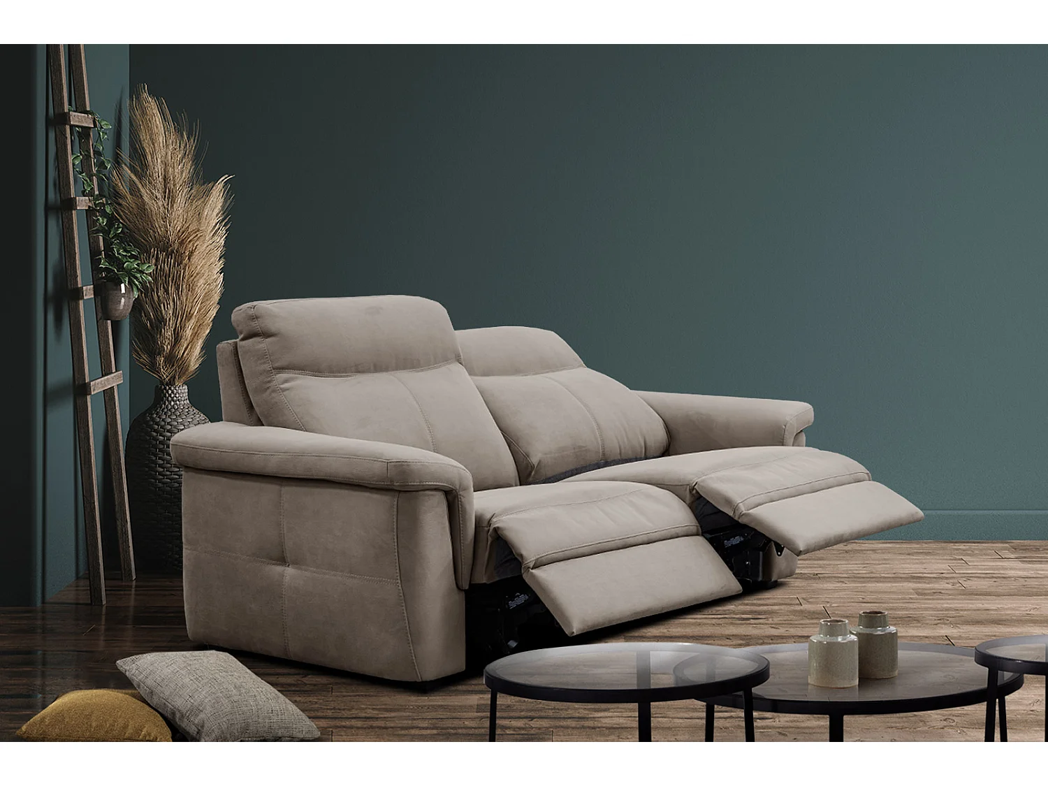 JONES Sofa 2-Sitzer mit 2 Relaxfunktionen, beige