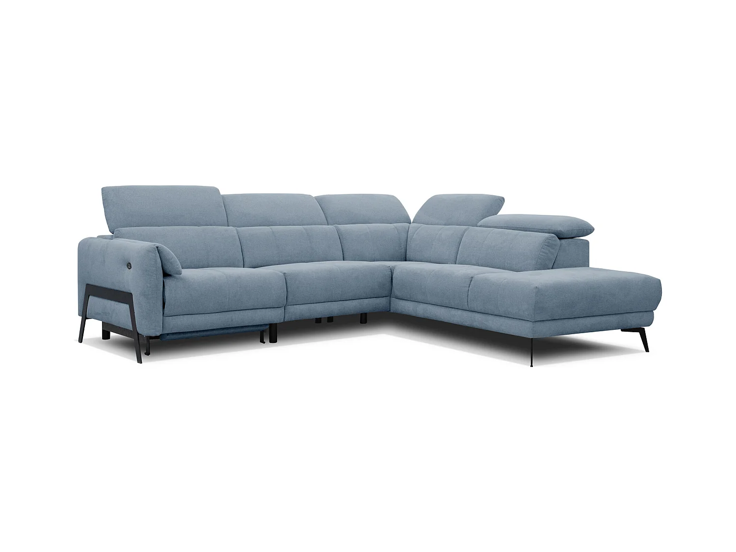 SCALA Ecksofa 5-Sitzer rechts mit 1 Relaxfunktion und verstellbare Kopfstützen, blau