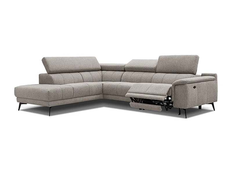 FIERO Ecksofa 5-Sitzer links mit 1 Relaxfunktion und verstellbare Kopfstützen, taupe
